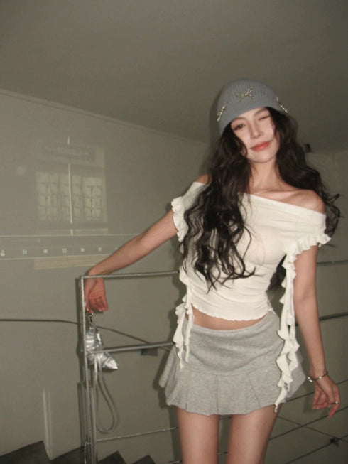 Women Off-Shoulder Ruffle Fall Tops